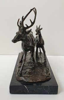hert met kalf deer brons 