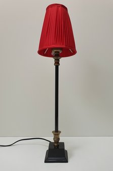 Lampje zwart met messing detail klein smal met rimpel plooikap