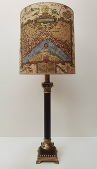 klassiek messing hout lamp met met exclusieve kap kaart van Londen 