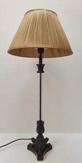 exclusieve lamp glas met brons Eichholtz en plooikap ecru 