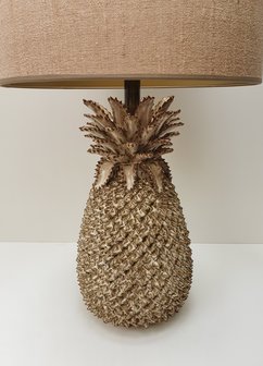 Ananas lamp keramiek met linnenlook zandkleurige lampenkap