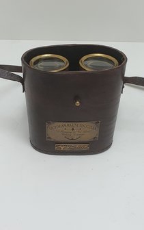 leren tasje donkerbruin met verrekijker vintage look 
