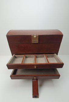 bruin leren reisbox juwelen
