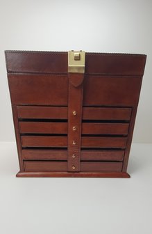 bruin leren reisbox juwelen