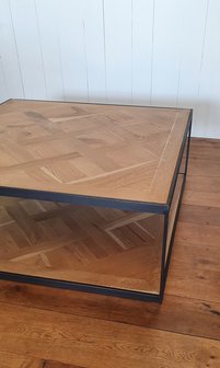 salon tafel eiken inleg met stalen frame
