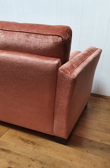 3 zits sofa met paisley patroon in velour roest koraal rood kleur