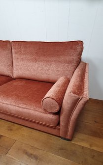3 zits sofa met paisley patroon in velour roest koraal rood kleur