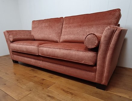 zitbank 3 personen in coraal rood paisley