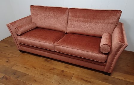 3 zits sofa met paisley patroon in velour roest koraal rood kleur
