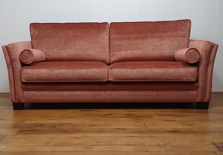 3 zits sofa met paisley patroon in velour roest koraal rood kleur