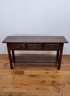 side table eiken met 3 lades