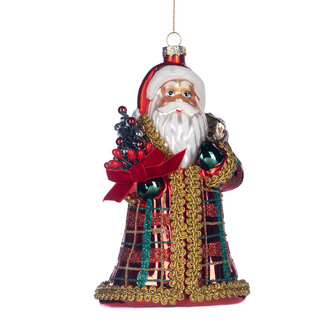Hangend ornament van de kerstman gemaakt van glas 16.5 cm