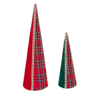 tartan met fluweel en gouden trimming toren set van 2 st. 