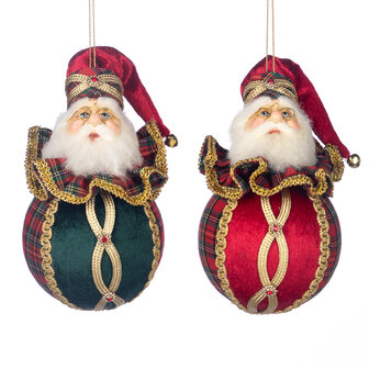 tartan santa head on ball onrament