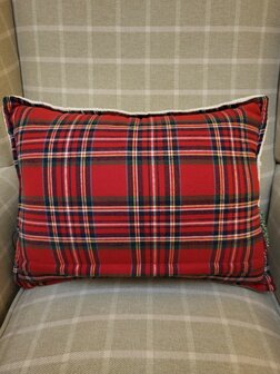 kerstkussen met rode auto en kerstboom op dak