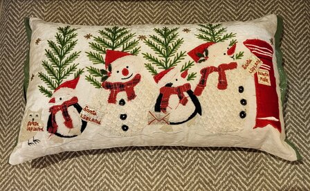 kerstkussen met sneeuwpoppen incl. vulling en rits