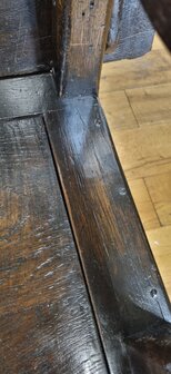 authentieke antieke eiken monks chair / table / storage