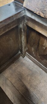 authentieke antieke eiken monks chair / table / storage