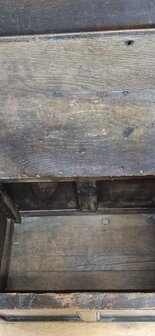 authentieke antieke eiken monks chair / table / storage
