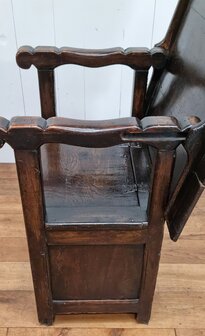 authentieke antieke eiken monks chair / table / storage