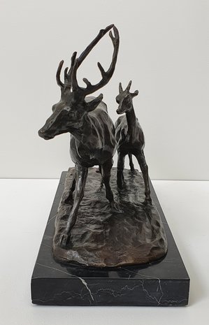 hert met kalf deer brons 