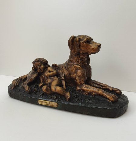hond met cupido liefde en trouw A de Ranieri  Amour Fidelite   