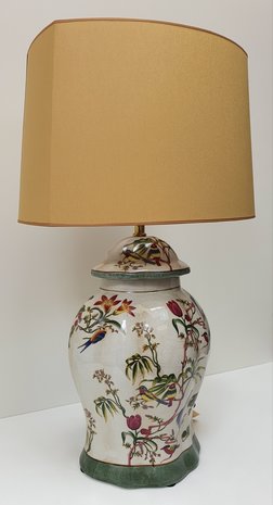 tafellamp sfeerlanp aardewerk met handgemaakte ovale kap