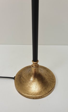 smal tafellampje zwart met bladgoud en zwart lak kapje black and gold