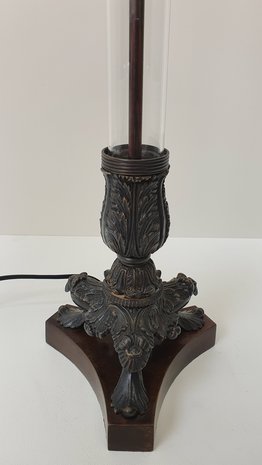 exclusieve lamp glas met brons Eichholtz en plooikap ecru 