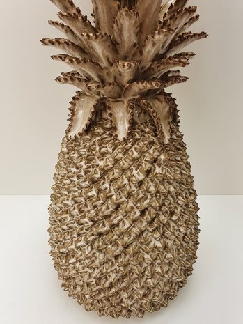 Ananas lamp keramiek met linnenlook zandkleurige lampenkap