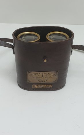 leren tasje donkerbruin met verrekijker vintage look 