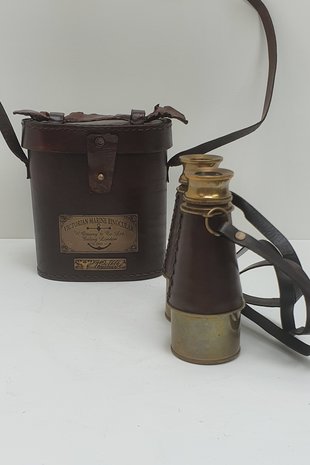 leren tasje donkerbruin met verrekijker vintage look 