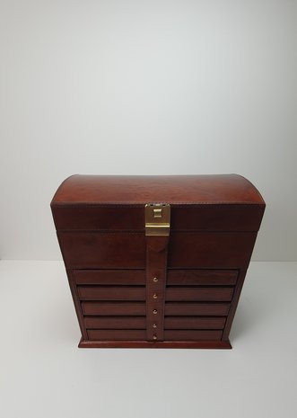 bruin leren reisbox juwelen