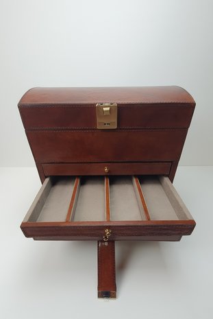 bruin leren reisbox juwelen