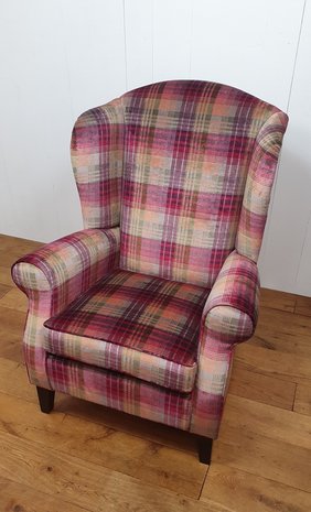 Fauteuil  Wingchair King in Mulberry Ancient Check