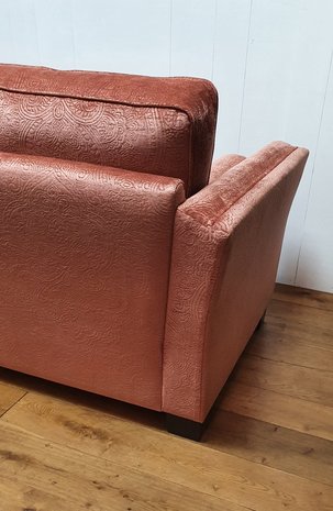 3 zits sofa met paisley patroon in velour roest koraal rood kleur