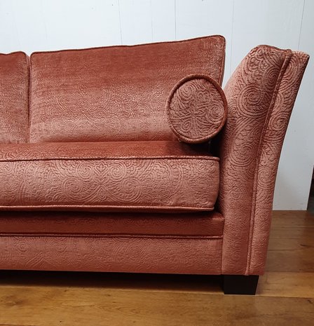 zitbank 3 personen in coraal rood paisley