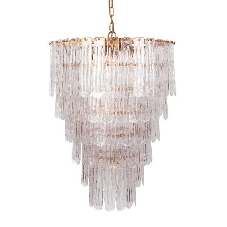 hanglamp gouden frame en platte glazen pegels