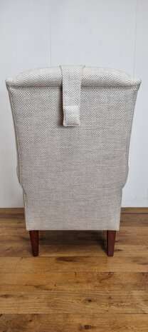Fauteuil wing chair in visgraat stof