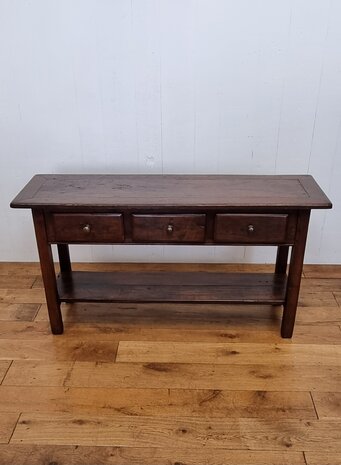 side table eiken met 3 lades