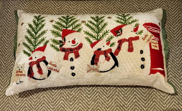 kerstkussen met sneeuwpoppen incl. vulling en rits