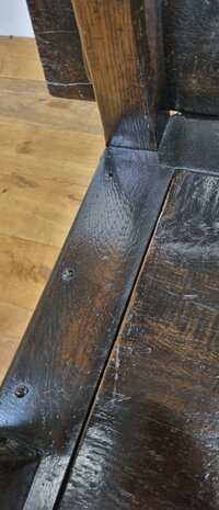 authentieke antieke eiken monks chair / table / storage