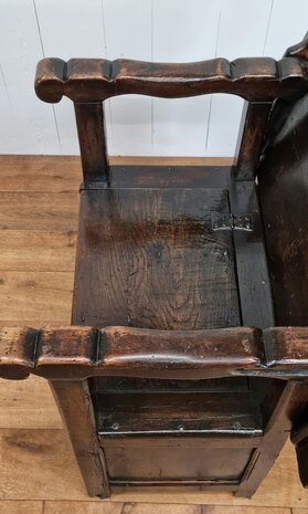 authentieke antieke eiken monks chair / table / storage