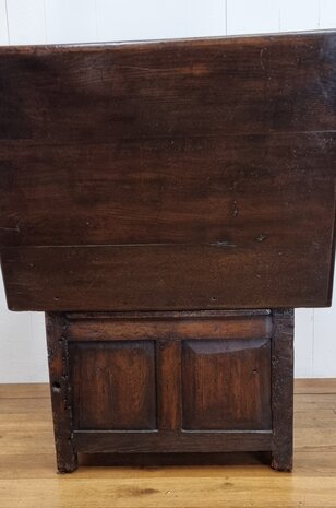 authentieke antieke eiken monks chair / table / storage