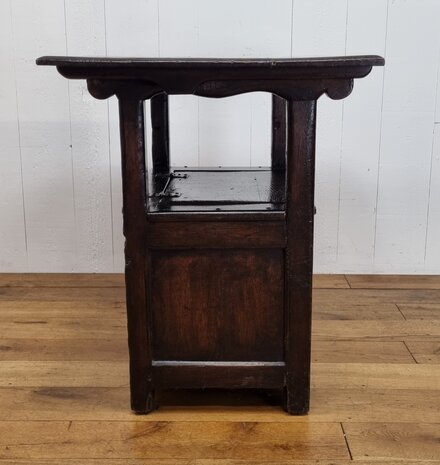 authentieke antieke eiken monks chair / table / storage