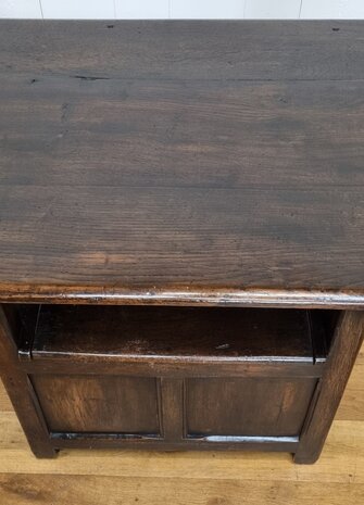 authentieke antieke eiken monks chair / table / storage