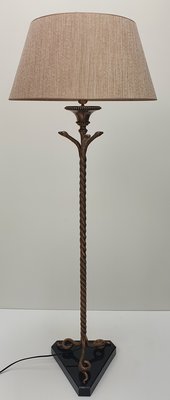 Staande lamp vintage brons messing kronkelende langen op marmer voet