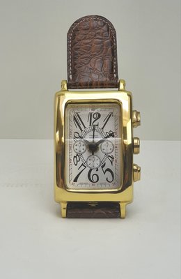 bureauhorloge met leren croco band