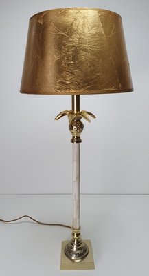 Tafellamp roomwit met goud detail van palmbladeren incl. goud kapje