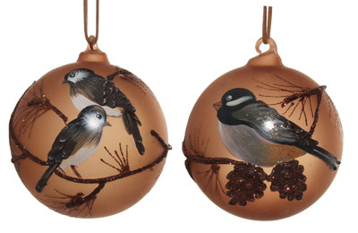 kerstbal met vogel